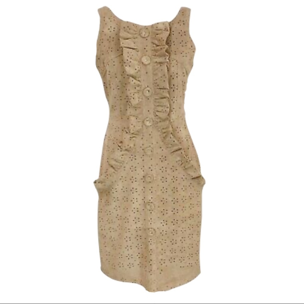 Anthropologie Eva Franco Vegan Suede ruffle dress